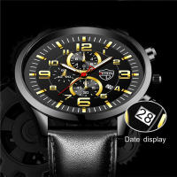 Reloj De Hombre De Acero Inoxidable Con Correa De Cuero Cuarzo Reloj De Pulsera Con Calendario Y Manos Luminosas Reloj Casual Para Hombre - details 2