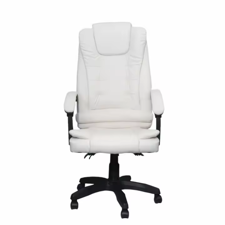 DASCK Sillón Ejecutivo Reclinable - Cuero Sintético Blanco Ergonómico Base Giratoria Altura ajustable - 1