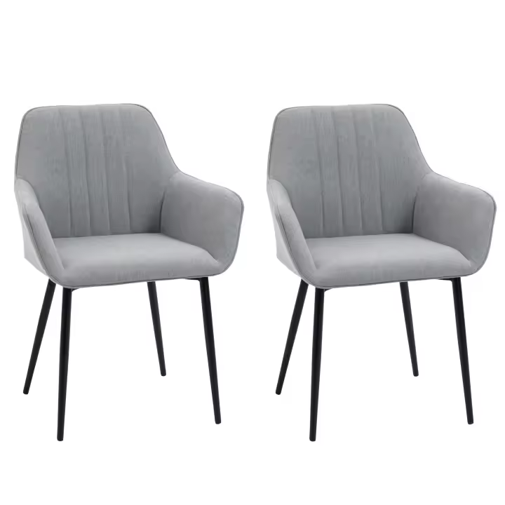 HOMCOM Juego de 2 sillas de comedor Sillas de comedor Silla tapizada con funda de lino transpirableSilla de salón Sillón Silla de cocina con respaldo Apoyabrazos Lino gris claro 59,5 x 56,5 x 81 cm - 1