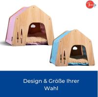 Perrera de madera con cubierta de tela I Perrera para interiores y exteriores I Lugar para dormir para mascotas I Resistente a la intemperie y a los arañazos (M (45x50 cm), Estilo 2) - details 1