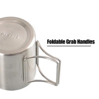 Taza De Acero Inoxidable Para Camping 200ml/300ml/400ml Con Manijas Plegables Para Agua Té Café Adecuada Para Exteriores Senderismo - details 8