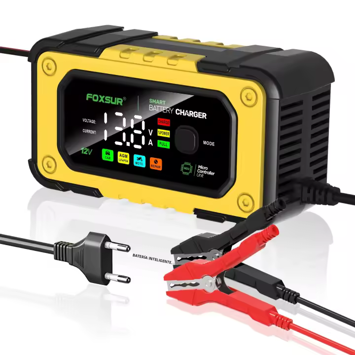 Cargador De Batería De Coche Inteligente FOXSUR 12V 7A Para AGM GEL LiFePO4 Mantenedor De Carga Rápida Con Reparación Y Desulfuración Para Motocicleta - 1