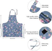 Paquete de 2 delantales de cocina para mujer, delantales florales ajustables, delantal de chef, delantal de cocina con bolsillos grandes - details 0