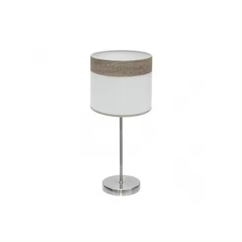 FABRILAMP Lámpara de Mesa Sobremesa Cloe 1xe14 Niquel/blanca-madera Gris 42x18x18 Cm - Diseño Moderno - 1