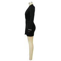 Chaqueta De Mujer Elegante De Verano Con Cuello V Y Mangas Largas Doble Filo Traje Femenino Para Oficina A-Line Midi - details 2