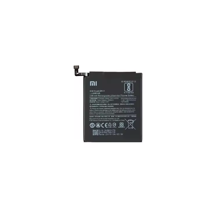 Bateria original Xiaomi Redmi Note 5A / Xiaomi Mi A1 / MI 5X / Redmi Note 5A Prime / Redmi S2 ⋆ BN31 ⋆ Capacidad 3000 mAh⋆Repuesto original para restaurar autonomía⋆Segura y duradera⋆Ideal para reemplazo de batería desgastada - 1