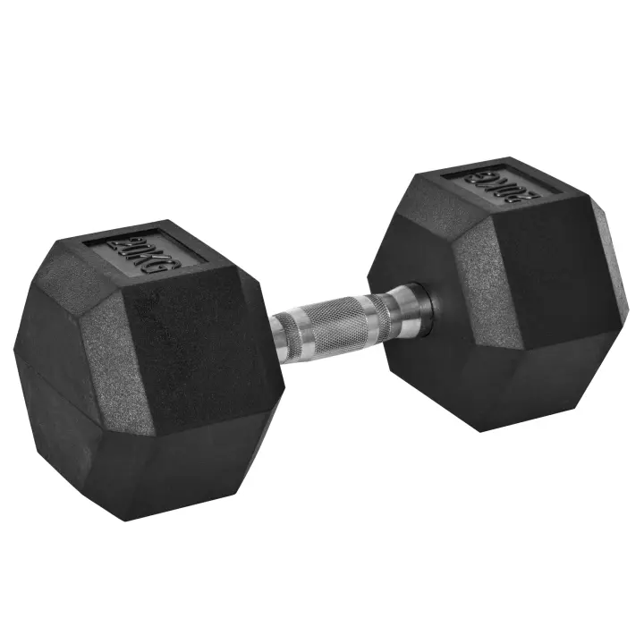 HOMCOM Mancuerna Hexagonal de Hierro Fundido Mancuerna de Goma Mango Moleteado Pesas Metal Goma Negro 1 x 20 KG - 1