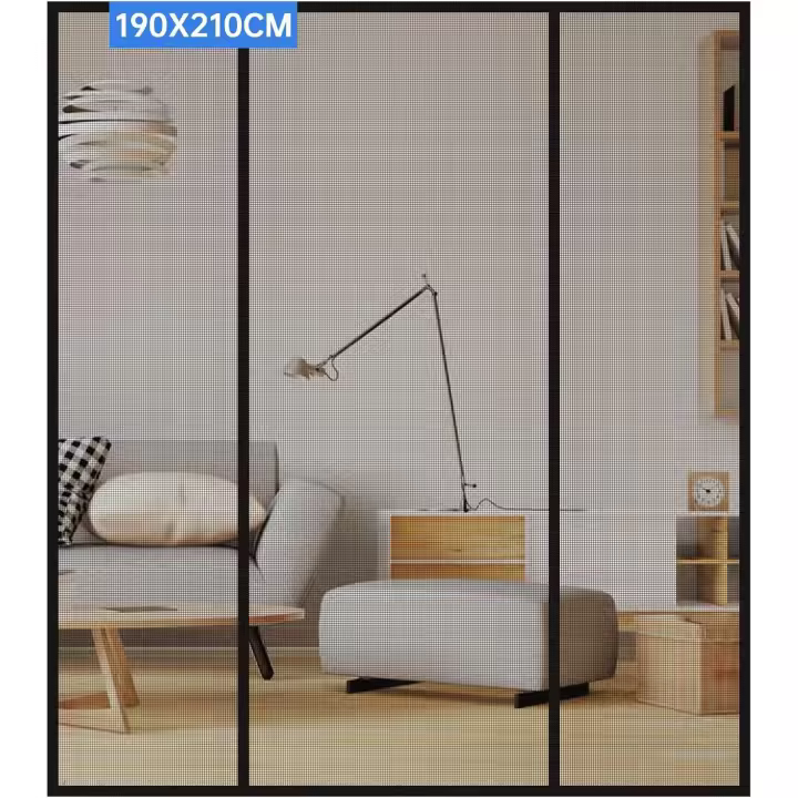 Puerta Magnética, 190x210cm, Se Cierra Automáticamente, Mosquitera Puerta Magnetica, Doble Apertura Lateral Mosquitera Puerta Corredera, Cortinas Mosquiteras para Puertas, Ventanas, Balcón - 1