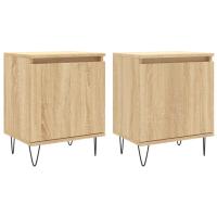vidaXL Mesitas de noche 2 unidades madera de ingeniería 40x30x50 cm Blanco, Blanco brillante, Roble Sonoma Mesita habitacion mesitas de noche dormitorio para Salón, Estudio, Mesa Auxiliar - details 4