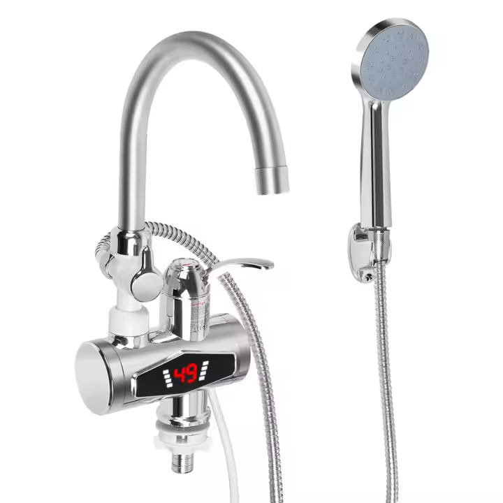 Grifo eléctrico de 220 V con calentador de agua, pantalla LED de temperatura, 3000 W, calentador de agua instantáneo para cocina, baño, agua caliente instantánea, con cabezal de ducha - 1
