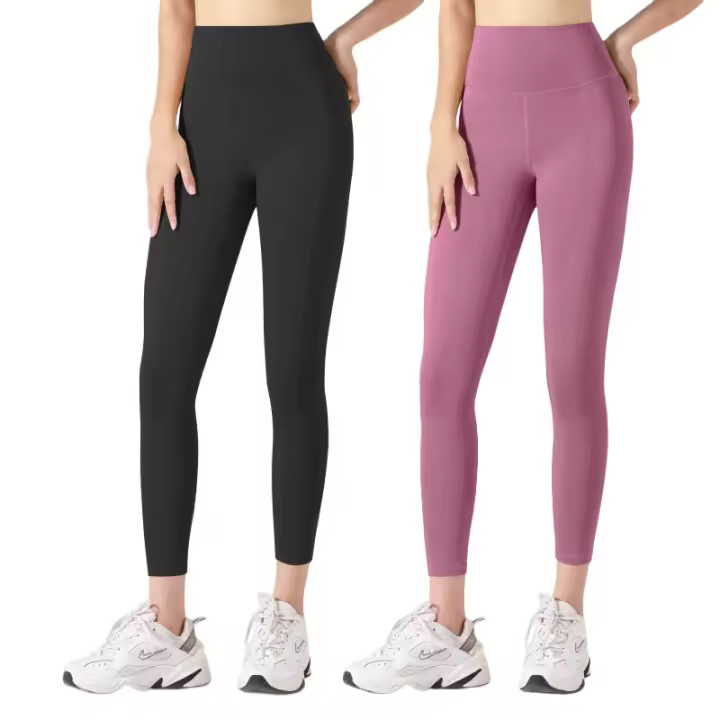 FREES COPES Pack Ahorro 2 Piezas Leggings  seamless yoga leggings de Yoga de Cintura Alta para Mujer - Negro+Rosa - 1
