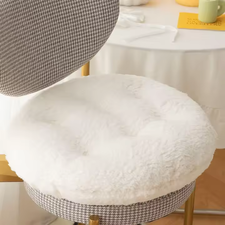 (White Round, 40*40CM)Square and Round Chair Cushions Seat Cushion Plush Cushions Soft Fluffy Thicken Lambswool Seat Cushion Home Office Chair Pad - 1