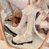 Calcetines De Encaje Blanco Maternidad Lolita Con Lazo Largos Para Mujeres Calcetines De Seda De Muñeca Calcetines De Algodón Dulce - details 1