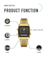 Reloj De Pulsera Deportivo Casual Para Hombre Digital Dual Tiempo Semana Oro 3bar Impermeable Cuarzo Reloj De Mano L1030 - details 10