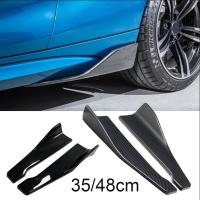 Spoiler De Coche Universal 35/48cm Fibra De Carbono Negro Brillante Protección De Borde Lateral Escarapela De Parachoques Rocker Wings - details 0