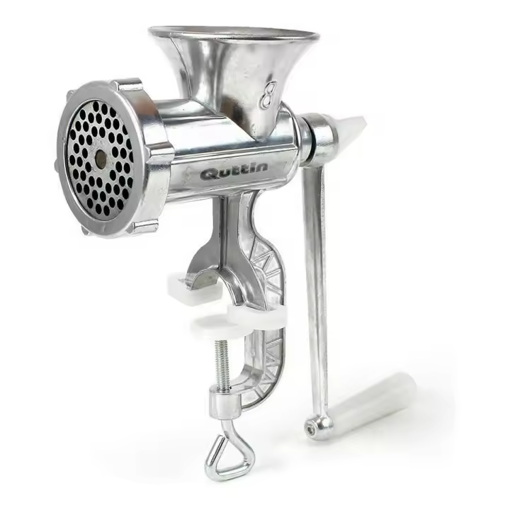 MAXHOME-Picadora de Carne Quttin,Aluminio,Manual Clásica Soporte de Mesa,trituradora de Mano con Abrazadera, trituradora de Mano para Carne, Verduras, Carne, para Hacer Barbacoa, Salami, Hot Dogs,18x23cm - 1