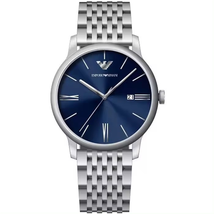 Reloj Emporio Armani Leather Plateado y Azul Analógico Hombre AR11674 - 1