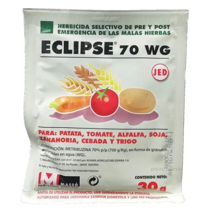 Eclipse 70 WG Herbicida sistémico y selectivo diseñado para controlar gramíneas y malas hierbas de hoja ancha en preemergencia y postemergencia para Patata, Trigo, Alfalfa, Cebada,Tomate y Otros - Massó - 1