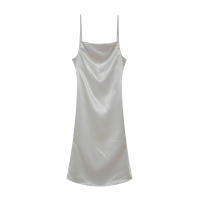 Vestido De Seda Con Sección Cruzada De Color Sólido Para Mujer Vestido De Caudal Con Punta De Sirena De Verano Ajustado Y Sexy - details 22