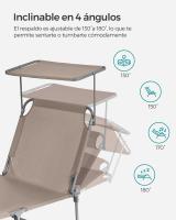 Tumbona Plegable con Parasol y Respaldo Reclinable, Ideal para Jardín, Piscina y Terraza, 193x53x29 cm, Capacidad de 150 kg - details 28