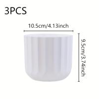3PCS Maceta Redonda Vertical Estripada De 10.5x9.5CM Para Habitación Sala De Estar Balcon Hotel Frontal Textura Blanca Transparente - details 7