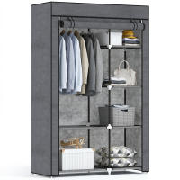 HOMCOM Armario de Tela, Armario Portátil, con Barra para Colgar, 6 Estantes, Marco de Acero, para Dormitorio, Vestidor, 103x43x162,5 cm, Gris Oscuro - details 0