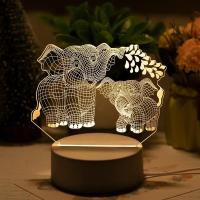 Lámpara De Noche 3D De Elefante Con Ilusión Óptica Y Toque Cambio De Color Ambiental 7 Colores Para Dormitorio - details 0