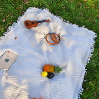 Manta De Algodón Mezclado Para Camping Portátil Con Borlas Impermeable Y Suave Para Pícnic Y Uso Exterior Tapete De Mesa Sofá - details 3