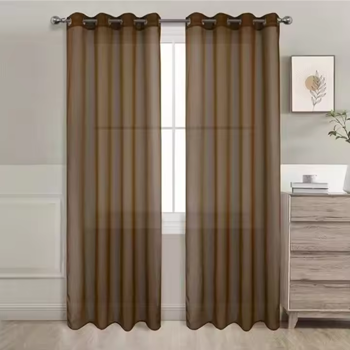 Cortinas Salon Modernes, Cortinas Visillos Liso, Transslúcidas Visillos, Cortinas Poliéster, Cortinas para Sala Cuarto Dormitorio Cocina Salón, 2 Piezas, 140x220cm / 140x260cm, marrón/Azul/Beige/Blanco/Rosa/Gris/Morado/Naranja/Rojo - 1