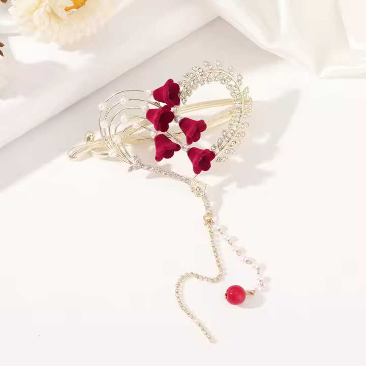 Pinza Para El Pelo De Moda Con Diseño Floral Para Mujeres Accesorios De Pelo Elegantes Para Niñas Y Damas Clip De Delfín Para Cola De Caballo - 1