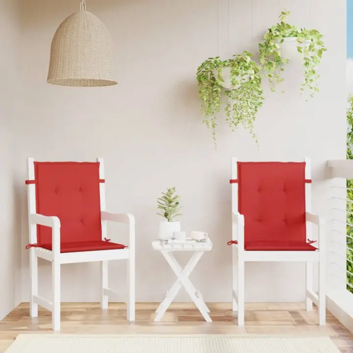 vidaXL Cojín silla jardín respaldo bajo 2 uds tela Oxford rojo - 1