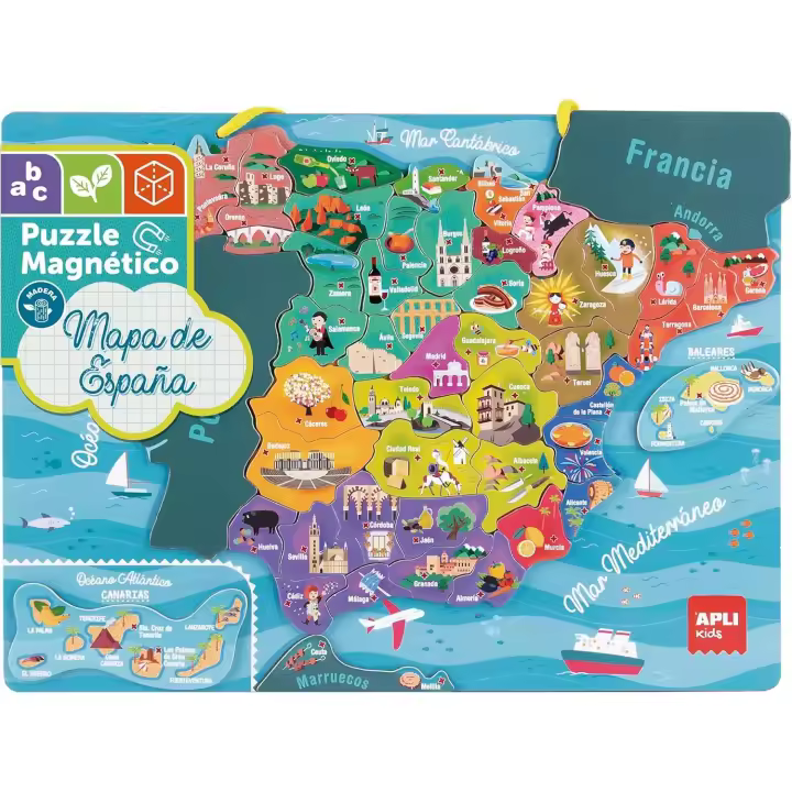 Puzle Magnético APLI Kids Mapa de España Juego Educativo con 50 Imanes para Aprender la Geografía de España - 1