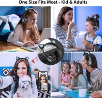 Auriculares para juegos con forma de oreja de gato, iluminación RGB, sonido de 7.1 canales, micrófono, conmutación multimodo, 8-40 horas de duración de la batería, cultivo secundario, juegos. Transpirable, baja latencia - details 8
