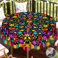 Mantel Decorativo Estilo Mexicano Para Fiesta De Cinco De Mayo Con Patrón De Flores Y Pájaros Resistente Al Agua Y Grasa Para Uso Diario En Hogar Y Fiestas - details 0