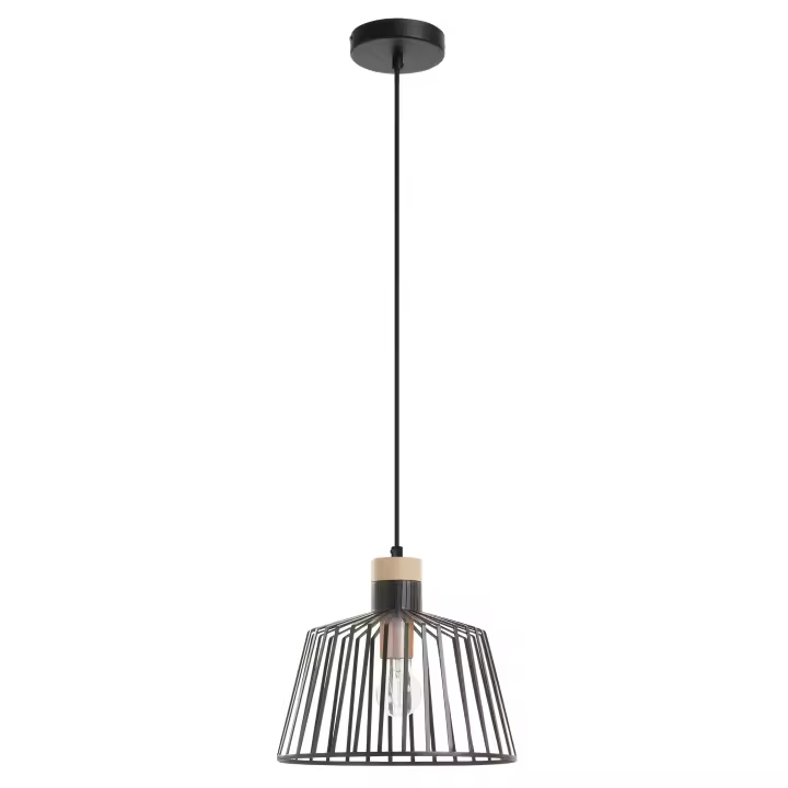 Novolux Lighting- Lámpara de techo- Baguet, color negro, uso interior, acero y madera,e27, 42W, IP20, interior - 1