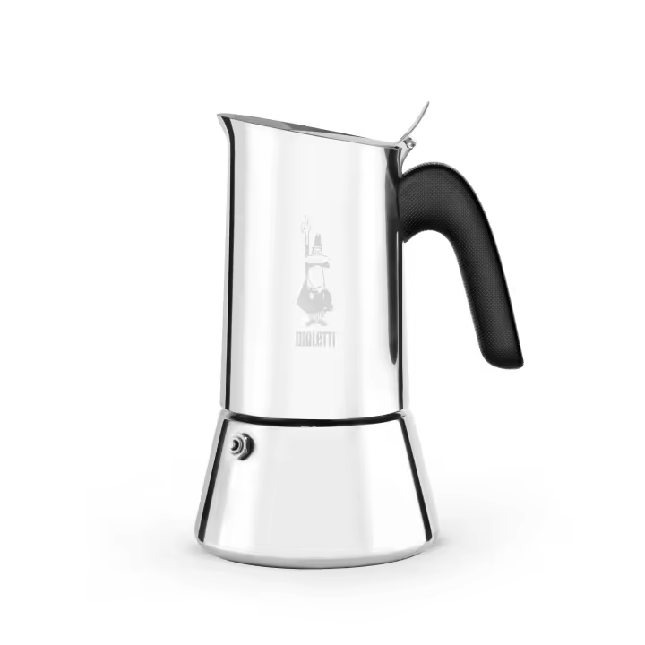 Bialetti Cafetera de Inducción y Clásica Italiana  - Venus color Plata en Acero Inoxidable 18/10,  distintos tamaños 2*, 4, 6, 10 Tacitas, Compatible con placas de inducción y hornillos de gas - Cafetera de Alta Calidad - 1