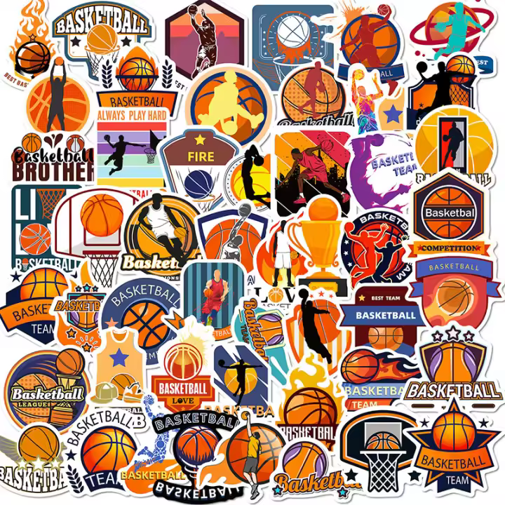 Nuevos 50PCS Pegatinas Deportivas Motivacionales De Baloncesto Slam Dunk Dibujos Animados Táctiles Resistentes Al Agua Para Fans De La NBA - 1