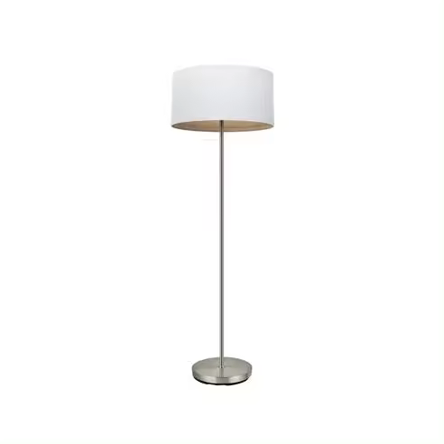 FABRILAMP Lámpara de Pie Tatiana para Salón - Niquel/Blanco-Madera Clara - 162x40x40 Cm - 1