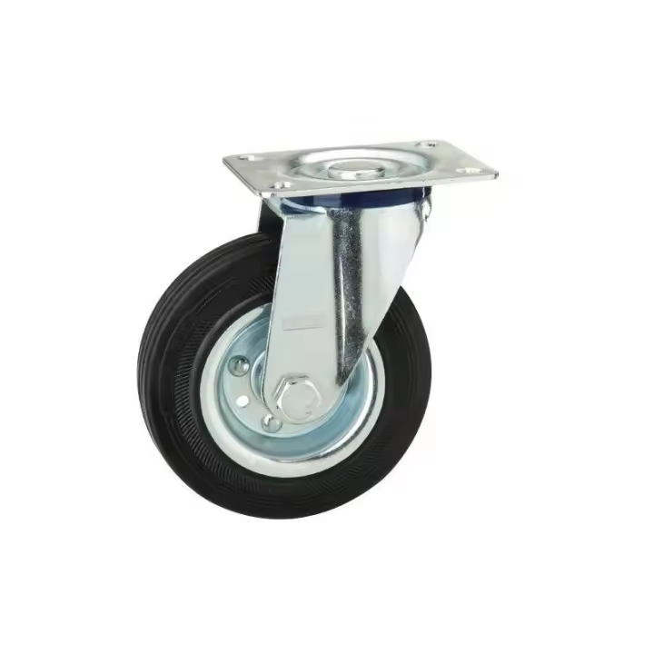 Rueda Industrial Wolfpack de Goma Negra con Placa 160 Mm - 1