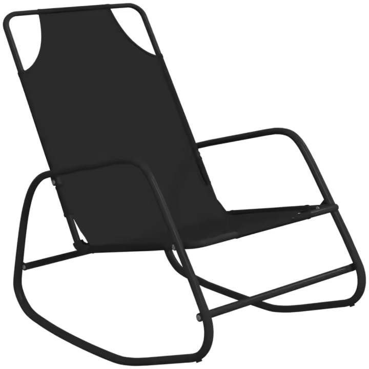 vidaXL Tumbona mecedora de acero y textilene Negro, Gris, Crema Sillas de Exterior Ideal para jardín, playa, piscina, terraza Tumbona Piscina Tumbonas Playa Tumbonas Jardín Exterior - 1