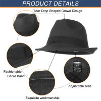 Sombrero Fedora De Piel De Oveja Para Hombres Y Mujeres Estilo Gangster Trilby De Otoño E Invierno Adecuado Para Escena De Exterior Material De Algodón Y Poliéster - details 4