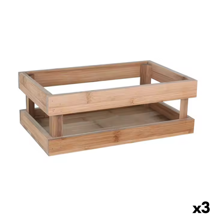 Caja de Almacenaje Inde Bambú 26,5 x 16,2 x 10 cm (3 Unidades) - 1