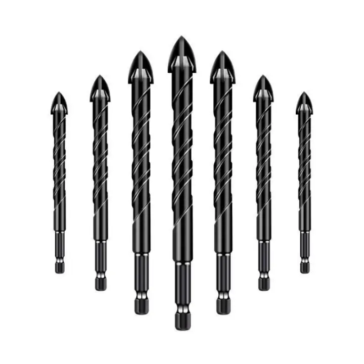 Juego De 7 Piezas De Brocas Para Concreto 3-12mm Brocas De Masonería Para Vidrio Ladrillo Azulejo Concreto Plástico Y Madera Herramientas De Perforación - 1