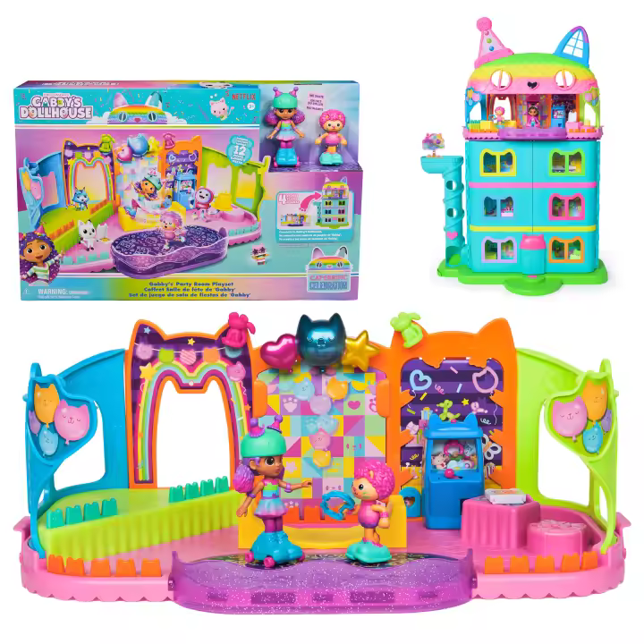 SPIN MASTER - LA CASA DE MUÑECAS DE GABBY - ATICO DE FIESTAS DE GABBY´S DOLLHOUSE, FIGURAS DE JUGUETE, MUEBLES Y ACCESORIOS LA CASA DE MUÑECAS - 6069755 - Regalo Niña +3 Años - Juguetes Niñas +3 años - 1