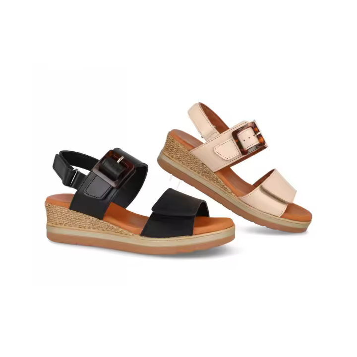 4562 - DIGO DIGO SANDALIAS DE CUÑA   COLORES : BEIGE , NEGRO  TALLAS : 35 AL 41  CORTE EXTERIOR : PIEL  FORRO INTERIOR : PIEL / SINTÉTICO  PLANTILLA : PIEL / GEL  ALTURA TACÓN / CUÑA : 5 CM.  PISO : SINTÉTICO - 1
