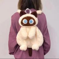 Mochila De Peluche Gato Ojos Grandes Kawaii 40cm Gran Capacidad Para Niños Y Adultos Regalo De Juguete Suave De Animales - details 2