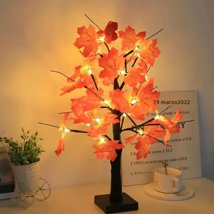Lámpara De Árbol De Noche Con Hojas De Arce LED Para Jardín Decoración De Año Nuevo Y Halloween Iluminación USB Y Batería Simulación De Paisaje - 1