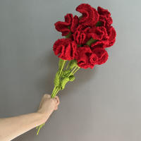 Ramo De Flores Artificiales Tejidas a Mano En Ganchillo Estilo Carnation Para Decoración De Hogar Cumpleaños Boda Día De La Madre Regalos - details 10