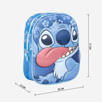 Mochila Stitch 30x25cm, Mochila 3D Escolar Infantil para Niños y Niñas de 2 a 4 años Stitch Disney, Regalo Cumpleaños, Navidad, Reyes, Color Azul - details 0
