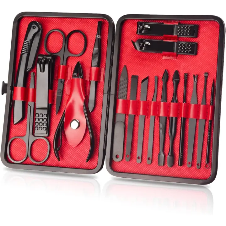 Juego de manicura, 18 cortaúñas, Kit de pedicura, Kit de cuido de uñas, herramientas profesionales de manicura, GIFT para hambres, Mujeres, amigos y Padres - 1